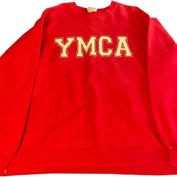 VINTAGE VTG Red YMCA Long Sleeve Hanes Sweatshirt Men L/XL - Picture 1 of 3
